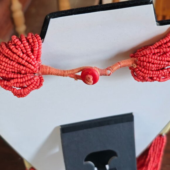 Antique Red Coral Beaded Necklace w/ Hand Carved Elephant Detail Hand Tied Rare! - Picture 7 of 16